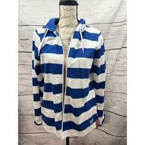 Orvis Womens French Terry Full Zip Hoodie Blue White Striped 2TZJ-0551 Small NEW